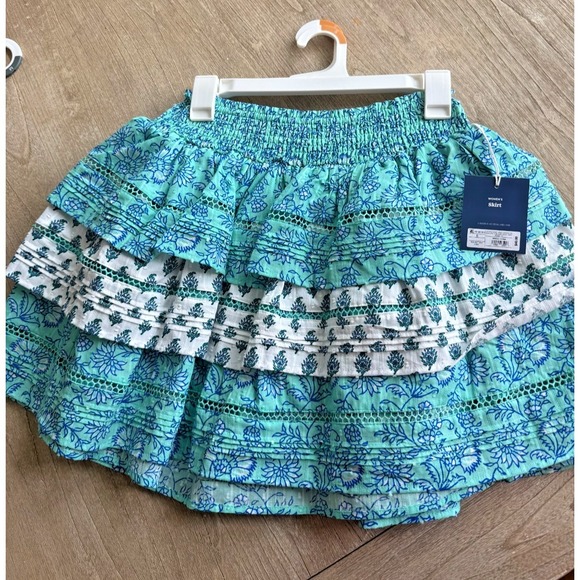 Roller Rabbit x Target Garden Floral Tiered Mini Skirt Teal Womens Size S NWT - Picture 4 of 4